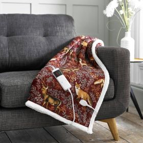 Deyongs Fox & Deer 140cm x 180cm Mulberry - Heated Throw